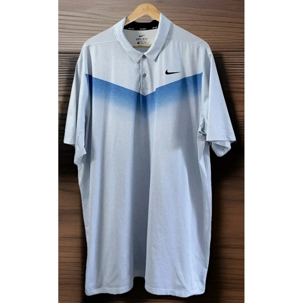 Mens Nike Dri‎ Fit Chevron Print Golf Polo AR4278 466 Sz 2XL Vented Collar ⛳️